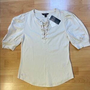 Ralph Lauren Cream Lace-Up Blouse